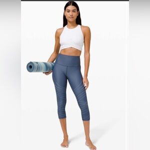 Lululemon Mapped Out High-Rise Crop Iron Blue / Chambray yoga leggings tights 4